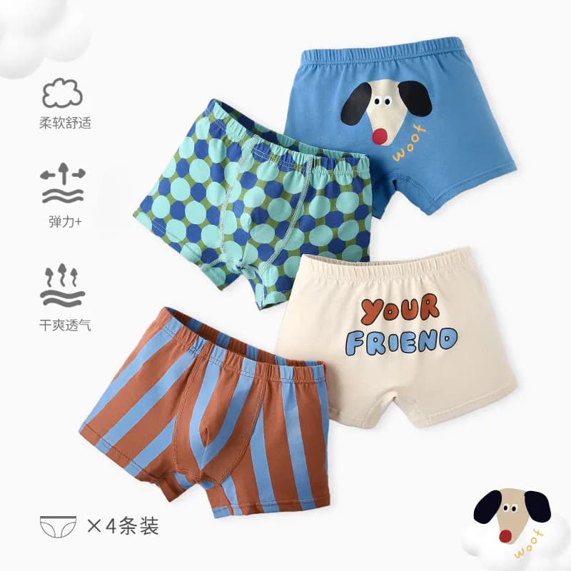 BN192 Mutande per Bambini, Nuovissimi Slip per Neonati, Set di 4 Boxer in Cotone per Bambini