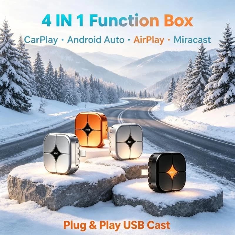 4 In 1 Wireless CarPlay Adapter Android Auto AirPlay Miracast Screen Cast 5G WiFi BT5.0 Plug&Play USB Car Smart Box OTA Update