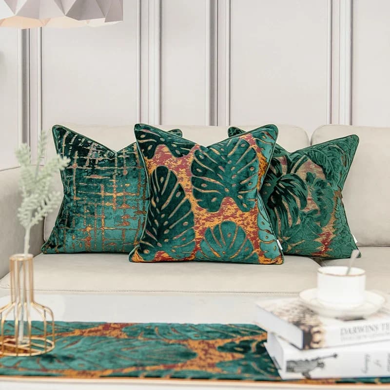 Luxury Green Velvet Pillow Lining Home Decorations Sofa pillow Federa Bedroom Hotel 30x50 45x45 50x50cm Federa