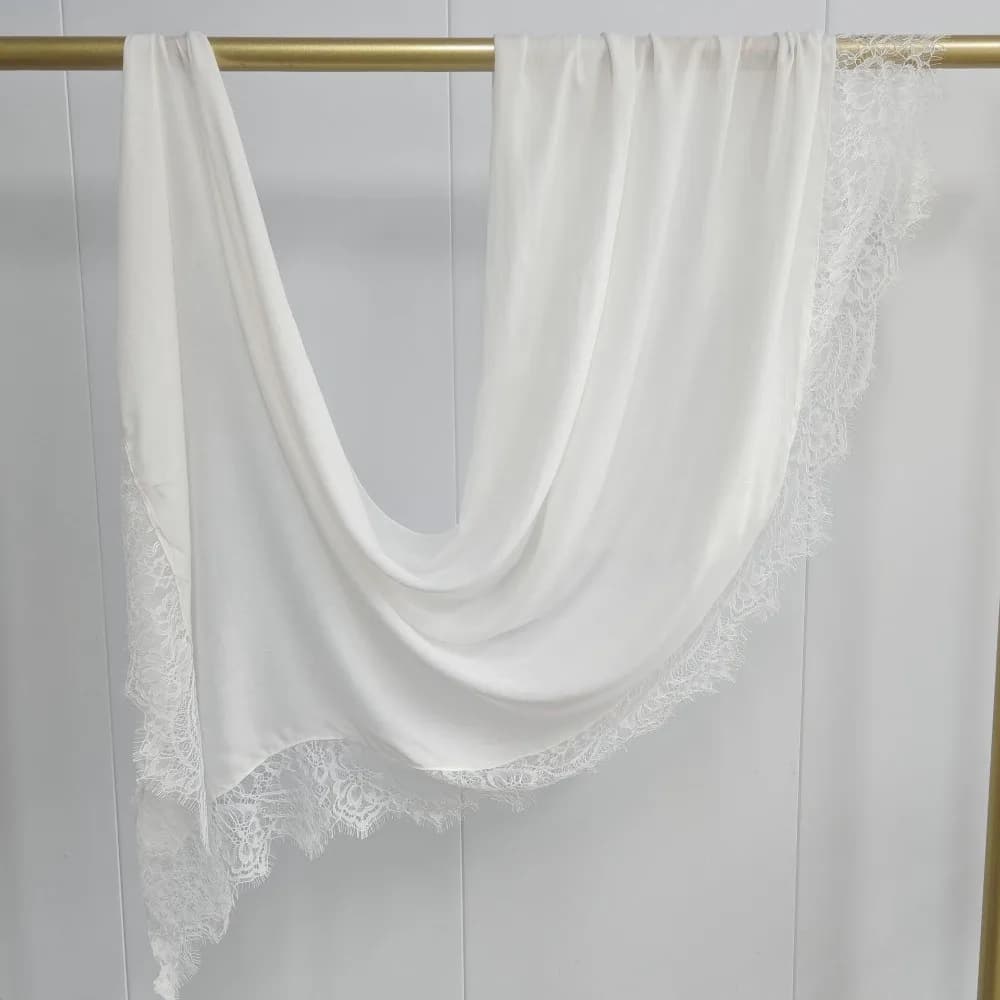 Sciarpa Hijab Lunga in Cotone con Bordo in Pizzo, Protezione Solare, Turbante, Copricapo Sottile e Grande, Accessori di Abbigliamento alla Moda
