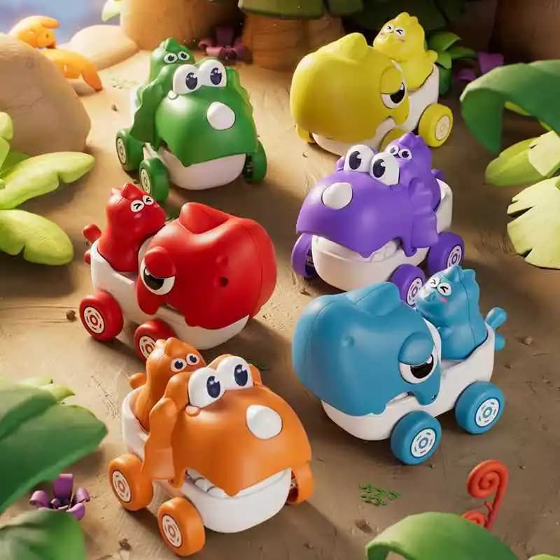 Macchinine giocattolo carine con squalo e dinosauro di nuovo stile - Macchinine giocattolo con cordino per bambini, giocattoli educativi per l'apprendimento precoce per i più piccoli e i bambini