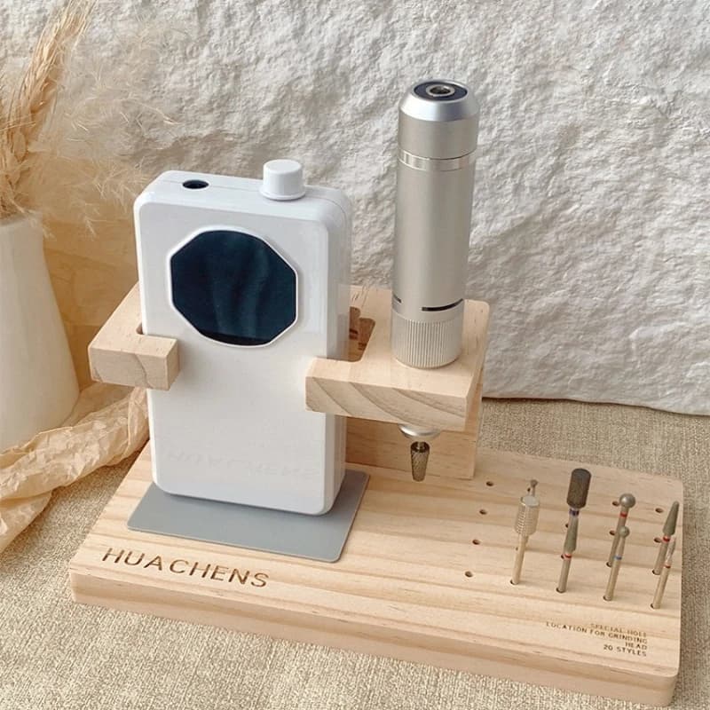 Organizzatore in Legno per Fresa Unghie, Porta Punte Integrato, Scatola Speciale per Strumenti da Manicure per Saloni di Bellezza