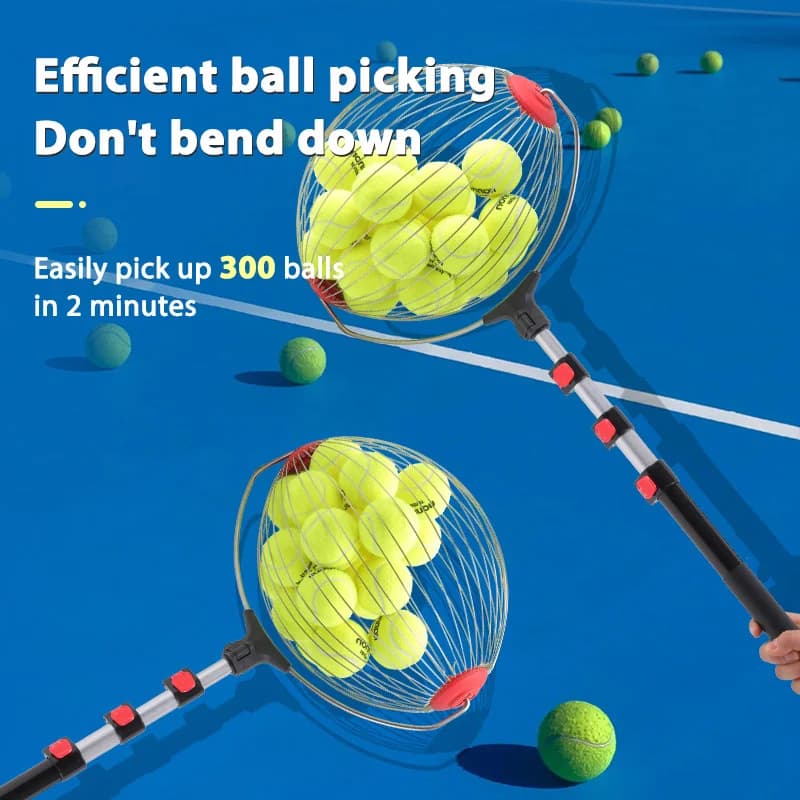 Large Capacity Rollable Steel 300 Tennis Pickle Ball Pickup Roller for Outdoor Practice and Tennis Training