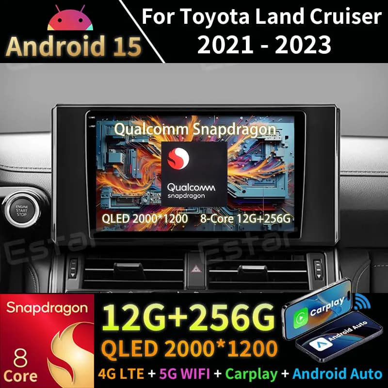 Android 15 Autoradio Per Toyota Land Cruiser J300 300 2021 - 2023 GPS Lettore Multimediale Navi Stereo Senza Fili Carplay Video QLED