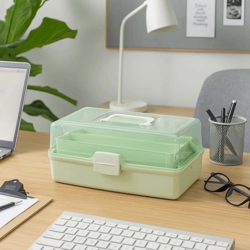 Utility Box Portable 3 Layer Storage Box Plastic Clear Multipurpose Storage Box Stackable Tackle Box Home