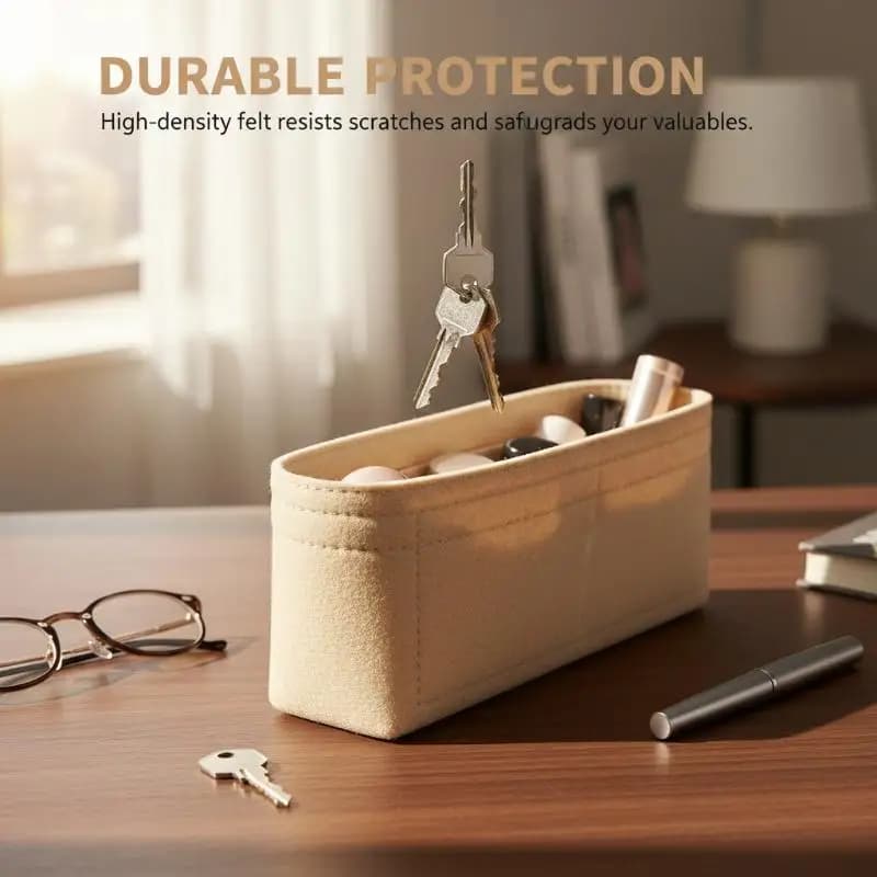 Portable Felt Insert Bag Organizer, Handbag Inner Liner Cosmetic Bag, Practical Makeup Storage Solution for Ladies Handbags