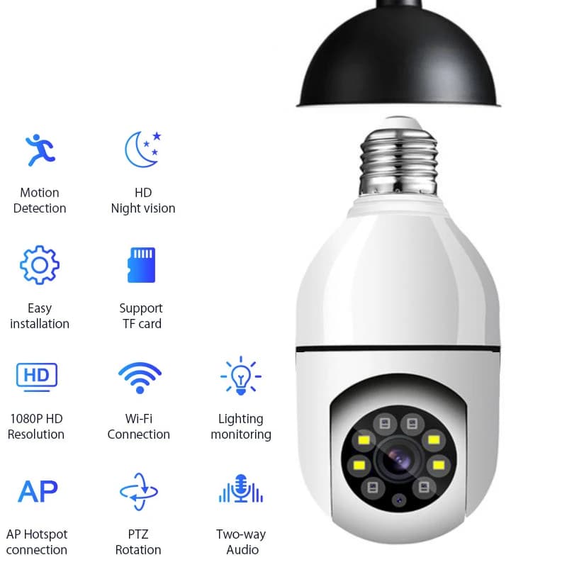 1 pz 3MP lampadina IP WiFi telecamera di videosorveglianza interna telecamera di protezione di sicurezza baby monitor telecamera per visione notturna a colori