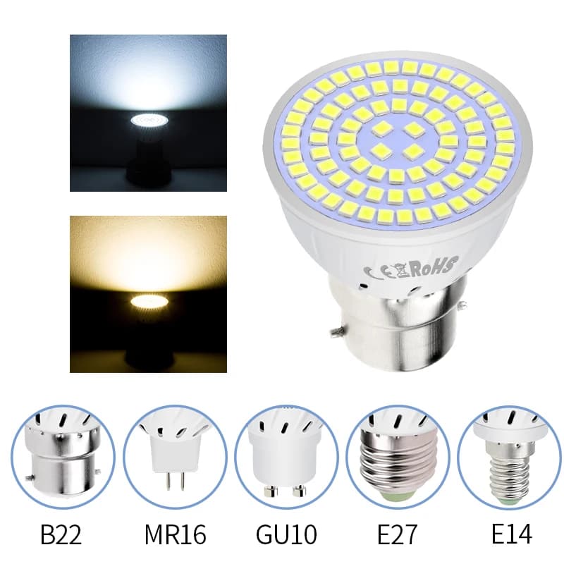 GU10 Lampadina LED MR16 Faretto E27 Plafoniera E14 Lampadina B22 Fiala 220V Bombillas Lampadari a LED per l'illuminazione della stanza di casa