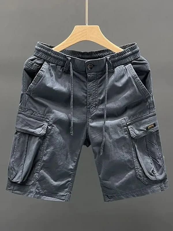 Pantaloncini da Lavoro Estivi da Uomo in Cotone Puro Stile Giapponese Pesante, Casual, a Gamba Dritta, Vita Media, Cinque Tasche