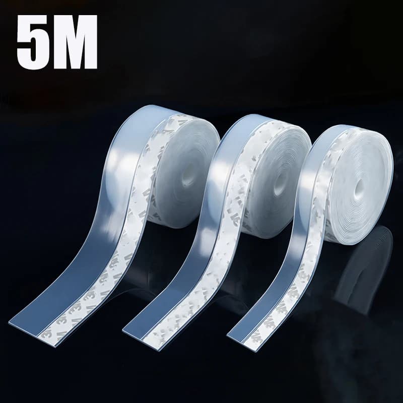 Striscia sigillante per porte da 5 m, nastro sigillante autoadesivo per finestre, striscia antivento e antipolvere, striscia sigillante trasparente per porte di casa, striscia insonorizzante