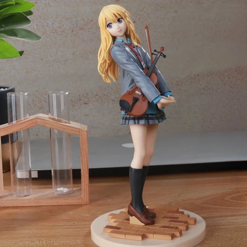 20cm Anime Your Lie in April Miyazono Kaori Violin Girl Cute Standing PVC Action Figure Cartoon Doll