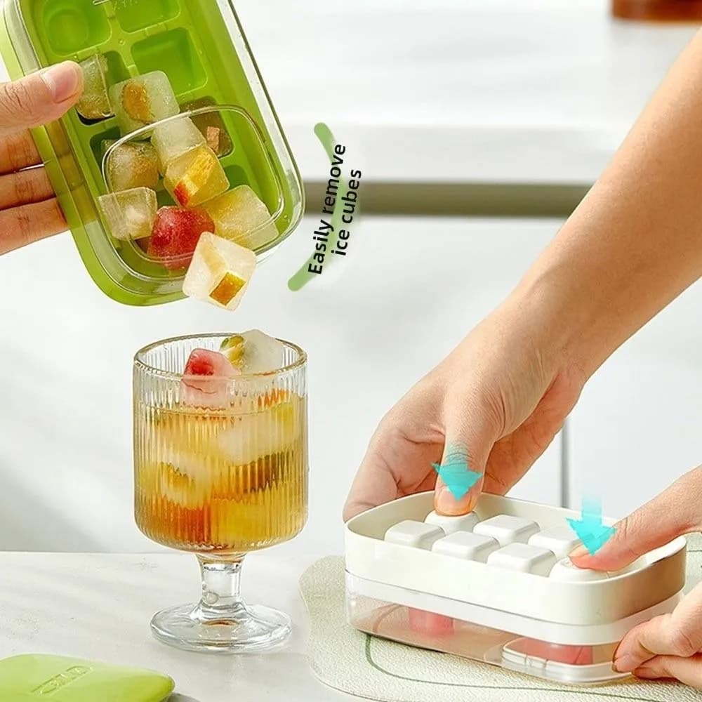 Stampo per cubetti di ghiaccio fai da te a 8 griglie, riutilizzabile, con contenitore per la conservazione, in plastica per alimenti, facile da rilasciare, per cocktail