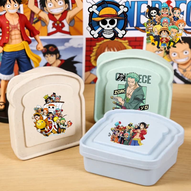 Contenitore Portatile per Sandwich One Piece con Coperchio, Organizer per Pane, per Bambini, Studenti, con Personaggi Anime Zoro-Luffy, Ideale per Gioco e Scuola
