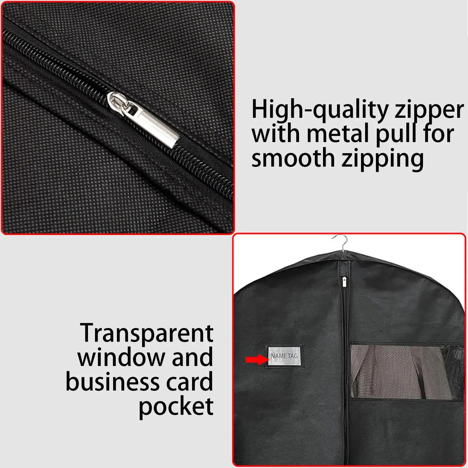 Borsa per indumenti da viaggio Custodia per vestiti con cerniera nera per armadio Custodia per indumenti con cerniera per abiti Abbigliamento Abiti