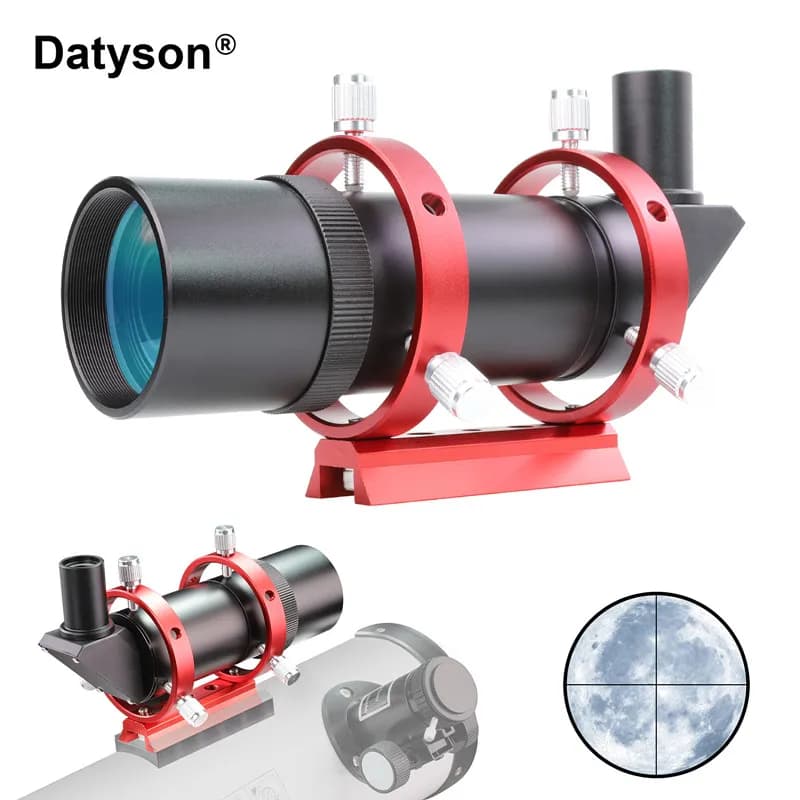 Datyson Star Finder Scope, rilevatore ottico interamente in metallo 9X50 a 90 gradi, telescopio astronomico con mirino ottico e staffa, rilevatore telescopio con immagini di calibrazione verticale multistrato, adatto per la ricerca di stelle ausiliarie con telescopi astronomici