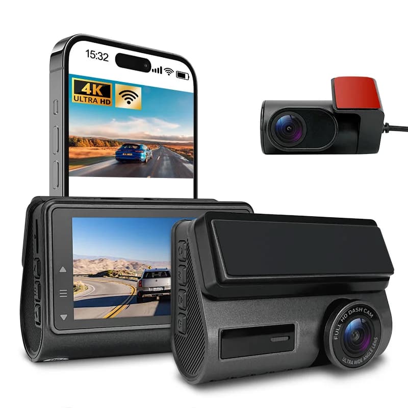 Dashcam WiFi UHD double lens 4K 2K Dashcam front and back with loop recording Car accessories with G sensor for night vision