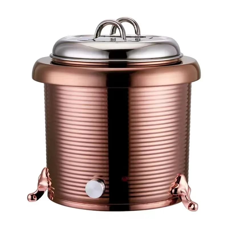 Restaurant Equipment 11L 13L Stainless Steel Gold Buffet Food Warmer Soup Warming Pot Hot Electric Soup Kettle