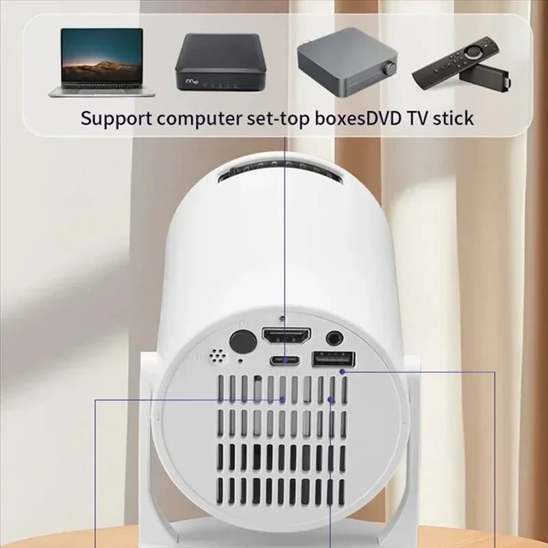Portable Cinema Projector ABAC-Wireless Fidelity 1080P LED 270 ° Adjustable Phone Android USB TV Stick Laptop
