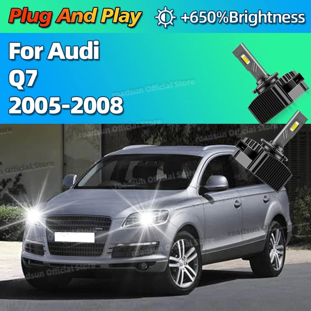 2Pcs LED Car Headlights HID Bulbs 30000LM Canbus Auto Light 6000K 12V For Audi Q7 2005 2006 2007 2008 with Fan Cooling