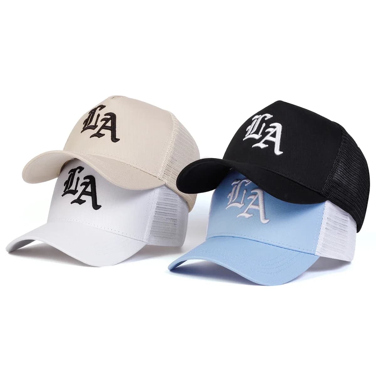 Berretti da baseball unisex con ricamo lettera LA Berretto hip-hop Cappelli casual regolabili per esterni primavera estate Cappello per protezione solare