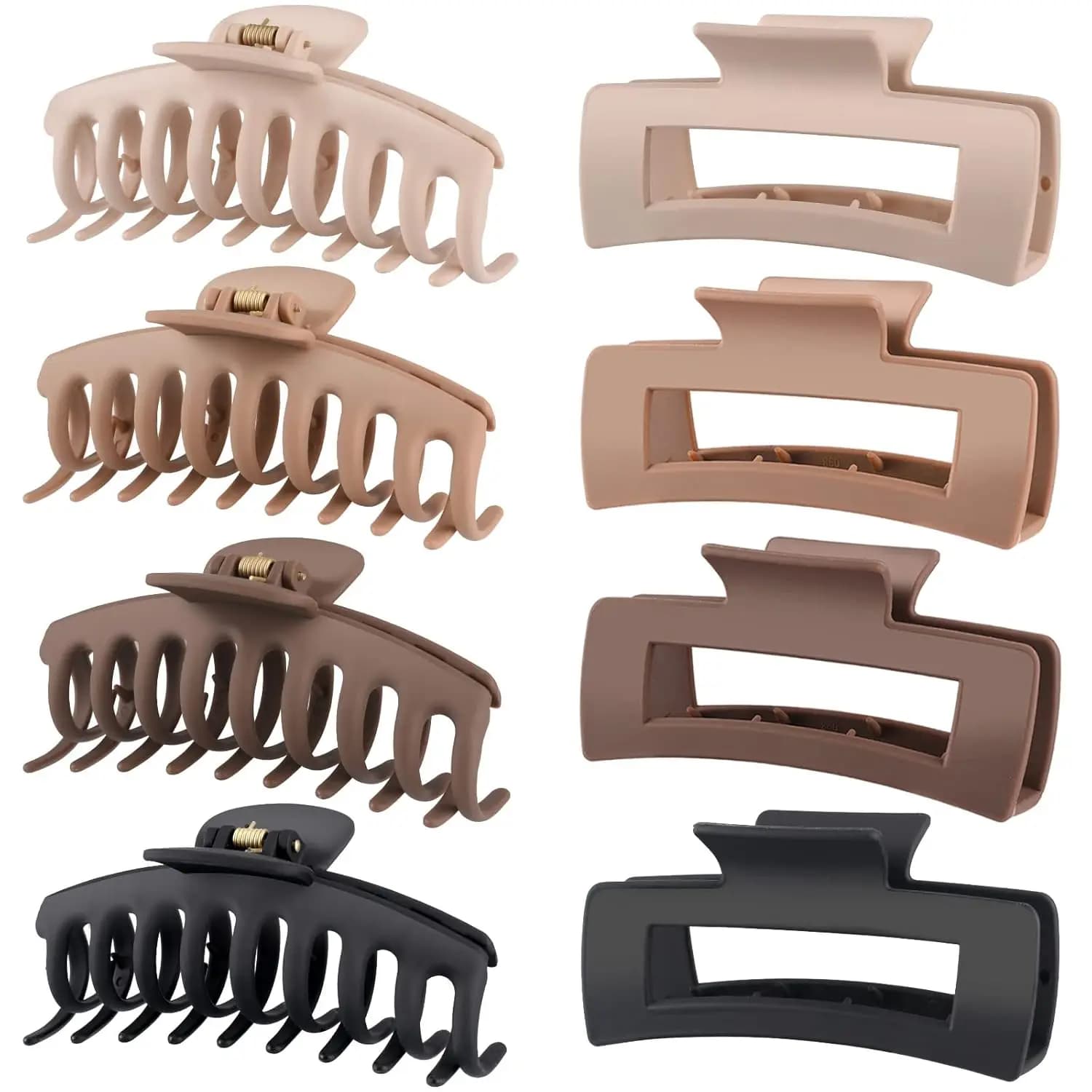 4.3 inch large hair clips. Opaque banana clip with strong hold for thin, thick and curly hair. Neutral colors.