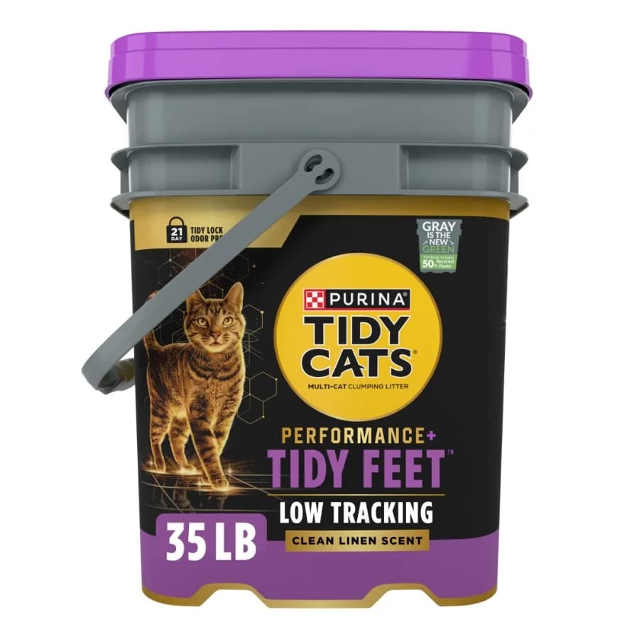 Low Tracking Cat Litter for Easy Cleanup with Clean Linen Scent 35 lb Pail Perfect for Multi-Cat Homes and Odor Control