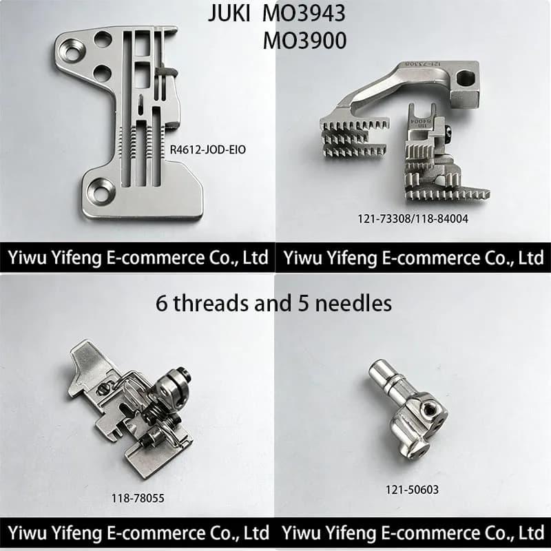 6 Thread 5 Needle Gauge Set R4612-JOD-E0I JUKI MO3943 MO3900 Overlock Sewing Machine Parts Needle Plate Presser Foot Feed Dog