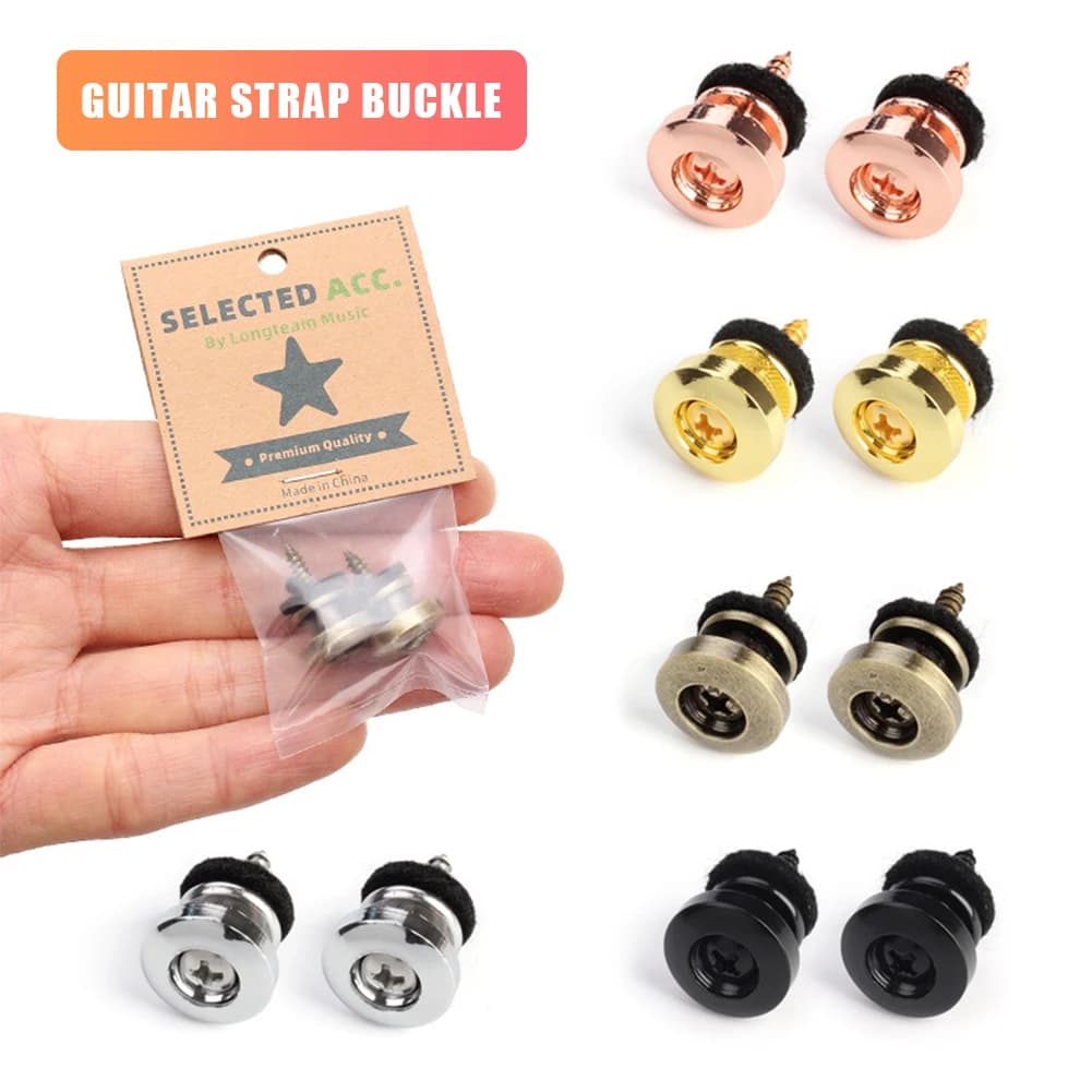 2 pezzi cinturino per chitarra in metallo pulsante di bloccaggio perno di fissaggio fibbia per chitarra antiscivolo pioli di bloccaggio per chitarra acustica elettrica basso Ukulele