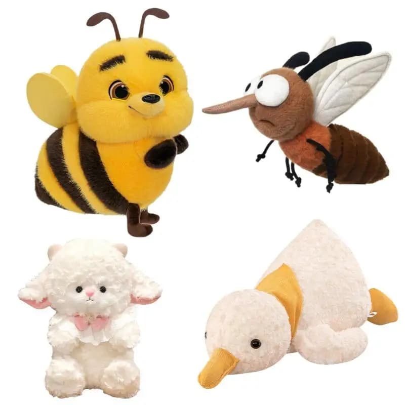 Cute Bee Mosquito Lamb Duck Plush Toy Stuffed Animal Soft Cartoon Toy Home Decor Collection Kid Birthay Gift