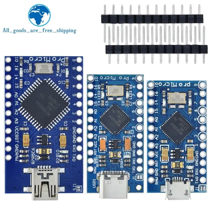 pro Micro Scheda di Ricambio ATmega32U4 5V 16MHz per Arduino TZT pro Mini con Connettore a 2 File di Pin e Interfaccia Mini USB per Leonardo