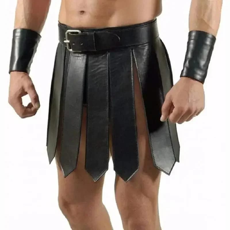 Medieval Greek Cosplay Costume Halloween Man Woman Warrior Spartan Steampunk Dress with Leather Armour Dress with skirt with ancient Roman belt