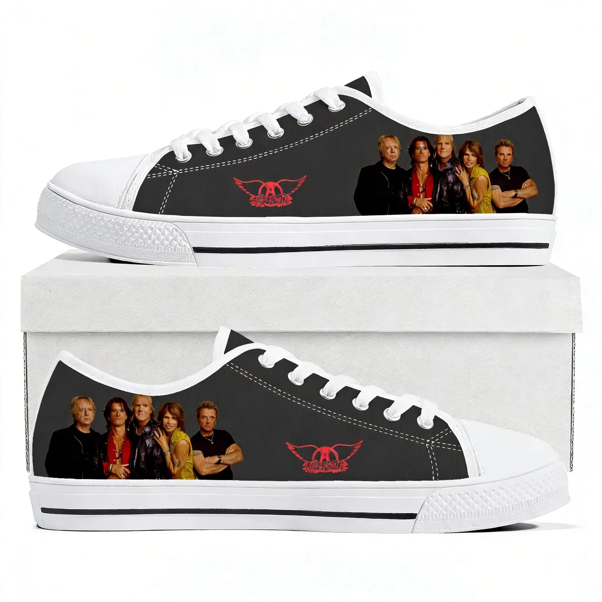 Aerosmith Low Top High Quality Sneakers Mens Womens Teenager Canvas Sneaker Casual Shoes Fashion Patterns Custom Made Shoes