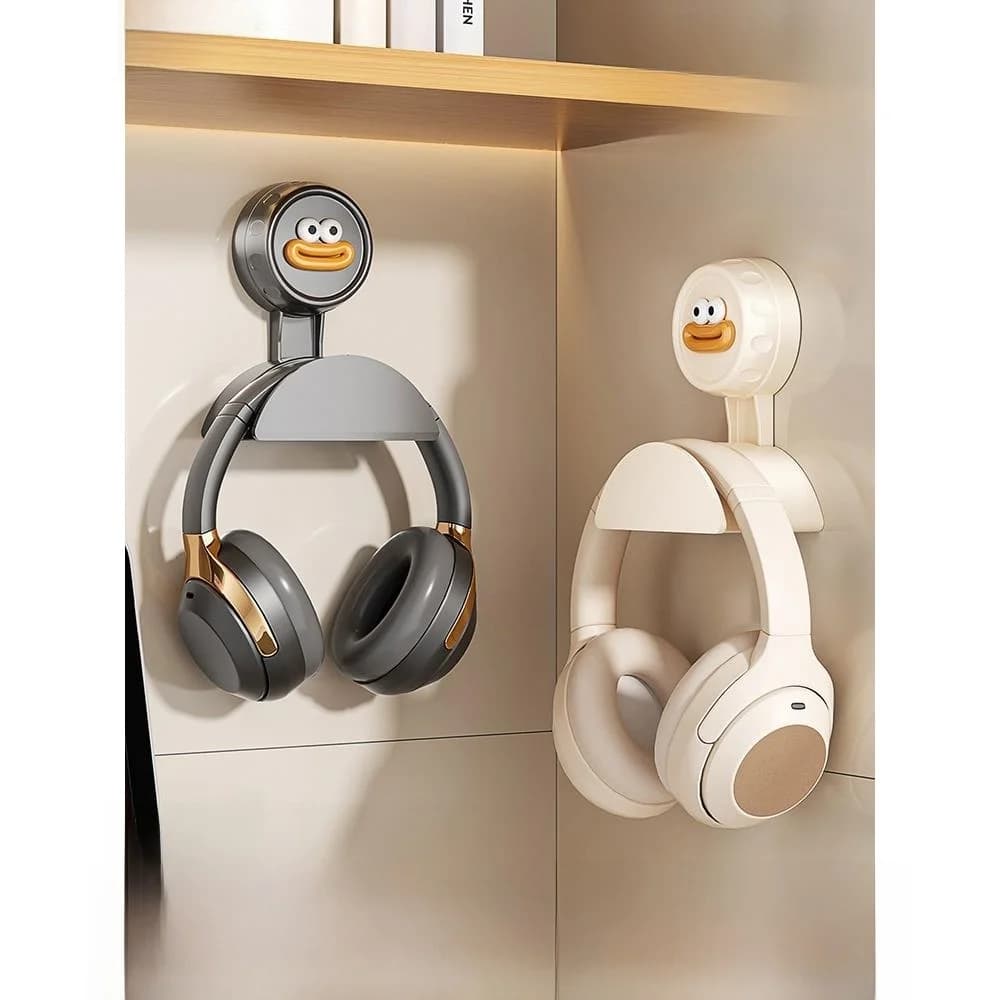 Supporto per cuffie da computer con gancio superiore, nessuna perforazione richiesta, portaoggetti adesivo a ventosa per dormitorio, per cuffie e auricolari