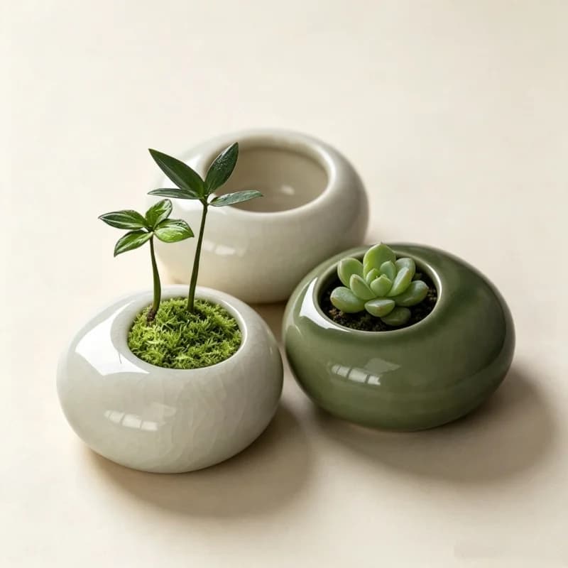 Mini Ice Crack Glazed Plant Pot Creative Succulent Plant Pot Bonsai Vase Desktop Ornaments Home Decor Garden Art