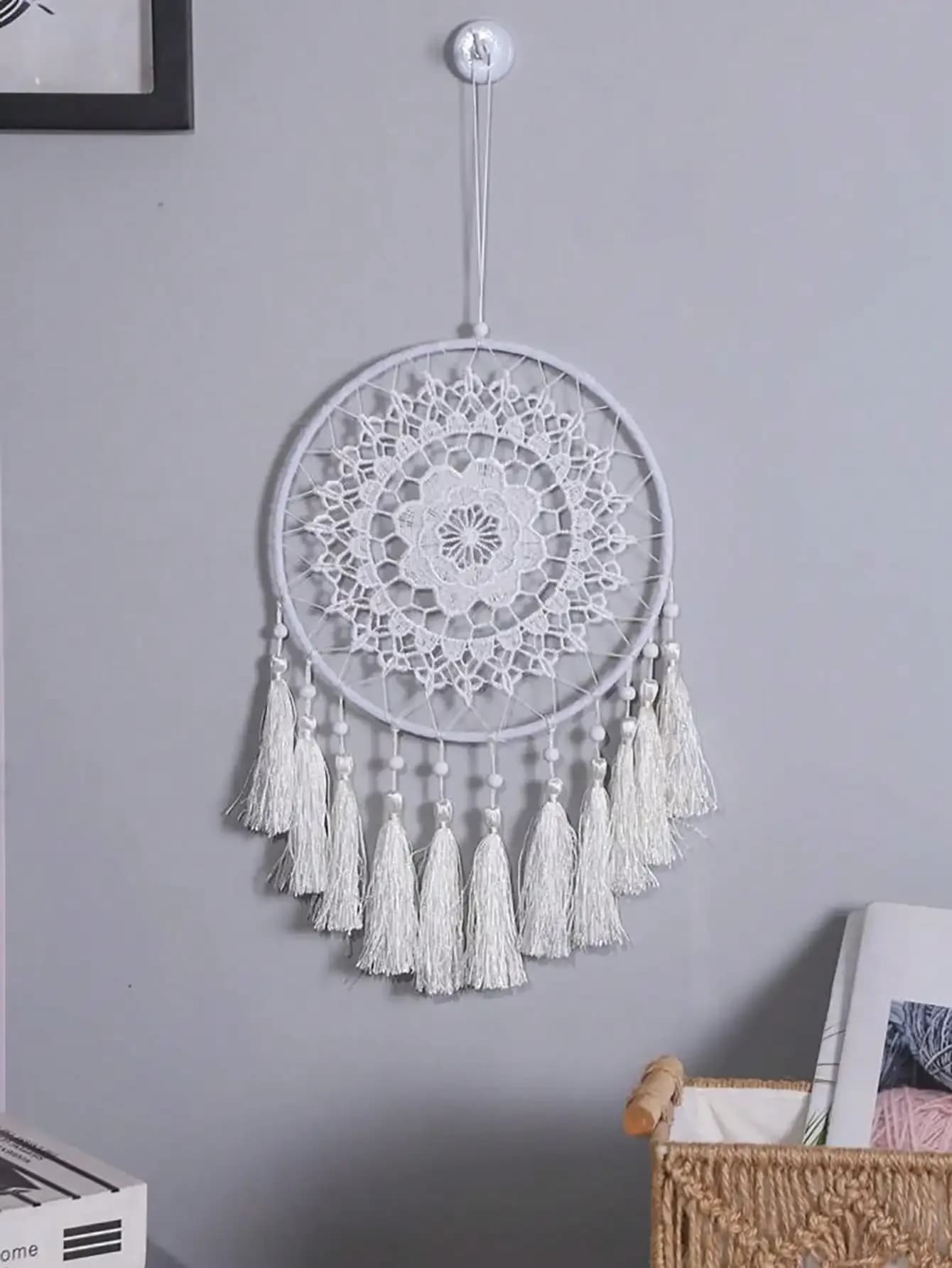 Handmade Dream Catchers- Bohemian Wall Hanging, Lace Flower Dream Catcher Spring Home Wedding Party Blessing Gift