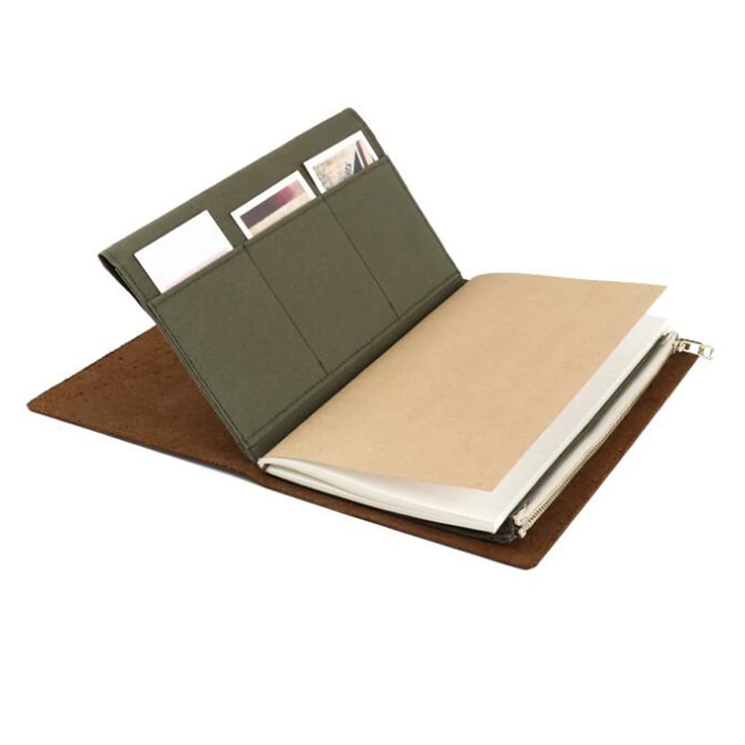 Makeasy Tasca con Cerniera in Tela per Taccuino da Viaggio, 1 Inserto Ricaricabile per Porta Carte, Borsa Portaoggetti, Cartella Portadocumenti, Cancelleria