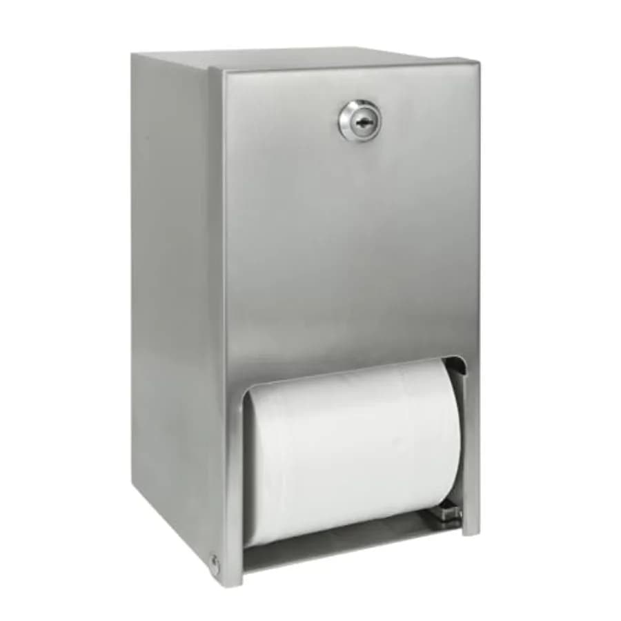 Dispenser di carta igienica commerciale in acciaio inossidabile a 2 rotoli, porta carta igienica resistente da parete con serratura per bagno/toilette