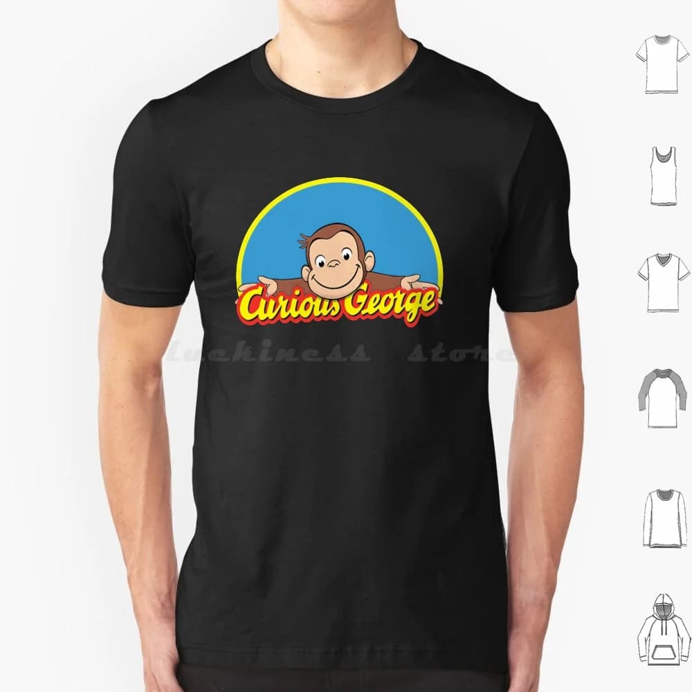 Happy Curious George T Shirt Big Size 100% Cotton Cartoon Tv Show Kids Children Monkey Book