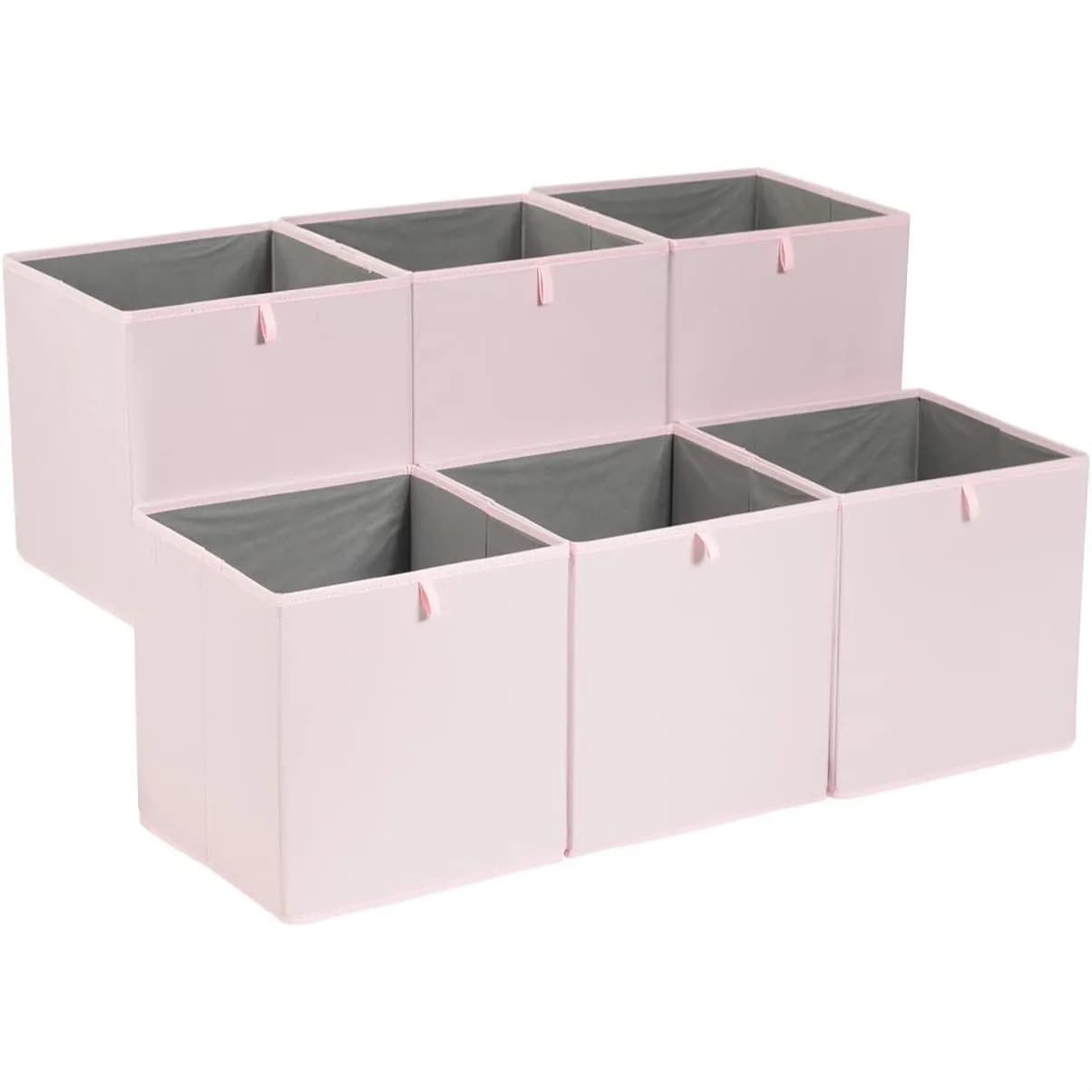 Contenitori Organizzatori Pieghevoli a Cubo per Armadio, Cesti Salvaspazio in Rosa Peonia, Confezione da 6