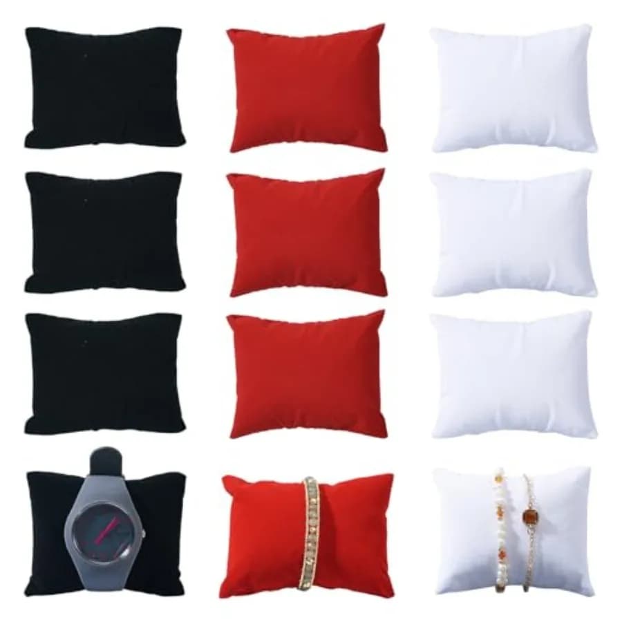 15pcs Velvet Bracelet Watch Pillow Jewelry Display Holder Black White Red for Watch Bracelet Jewelry Display for selling