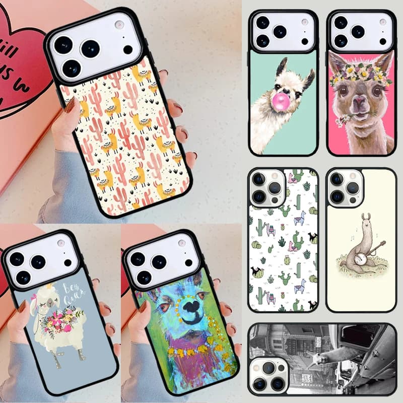 Cover per iPhone con motivo Llama Alpaca per Apple iPhone 17 Air 16E 15 14 Plus 13 12 11 Pro Max Mini