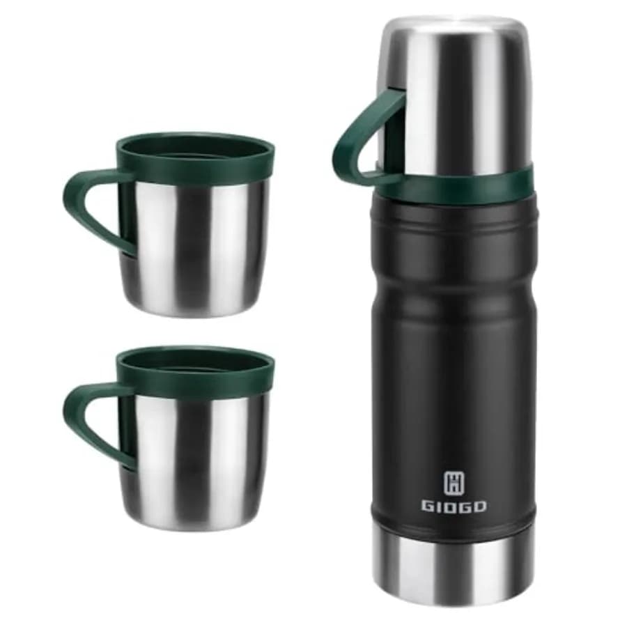 Bottiglia d'Acqua Termica Isolata Sottovuoto con Tazza 680ml/23oz in Acciaio Inossidabile per Bevande Calde e Fredde