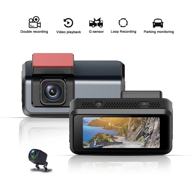 Schermo LCD da 3 pollici DVR ad alta definizione Visione notturna Cam 1080p Doppia lente Registrazione anteriore e posteriore Registrazione G-sensor e loop