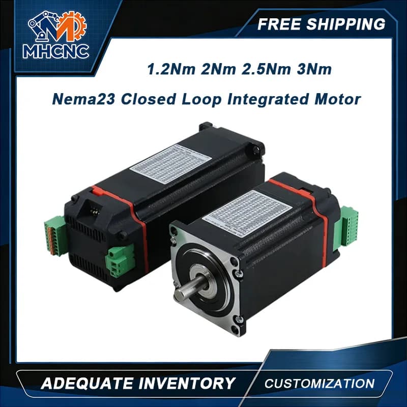 Motore Stepper a Circuito Chiuso MHCNC Nema23 1.2-3Nm con Albero da 8mm e Driver Servo Ibrido Integrato per CNC, Stampanti 3D, Robot e Automazione