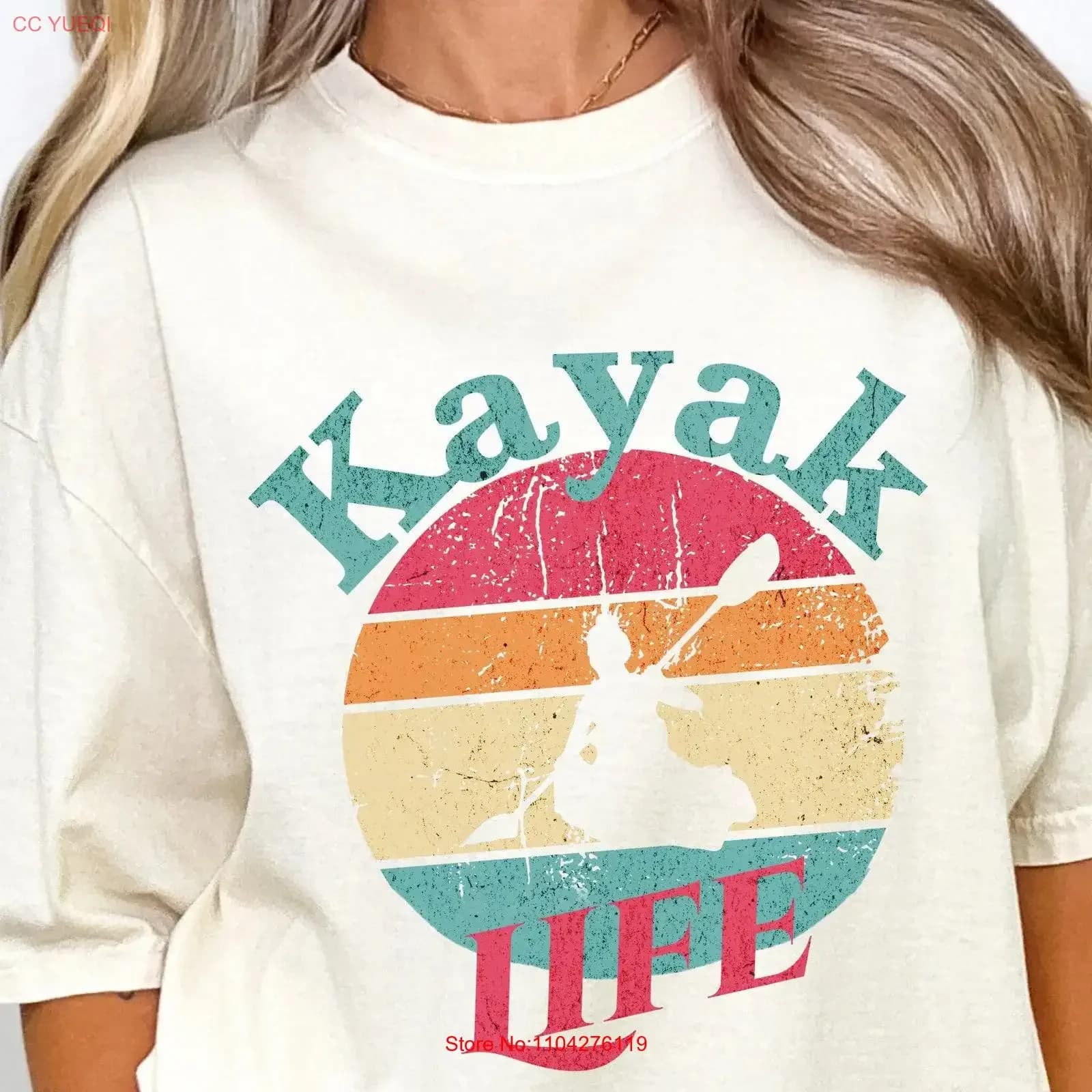 Maglietta da kayak Adventure Crew, imbottita, per sport acquatici, stand-up paddle, estiva, vintage, effetto lavato, leggermente elegante, comoda, con grafica.