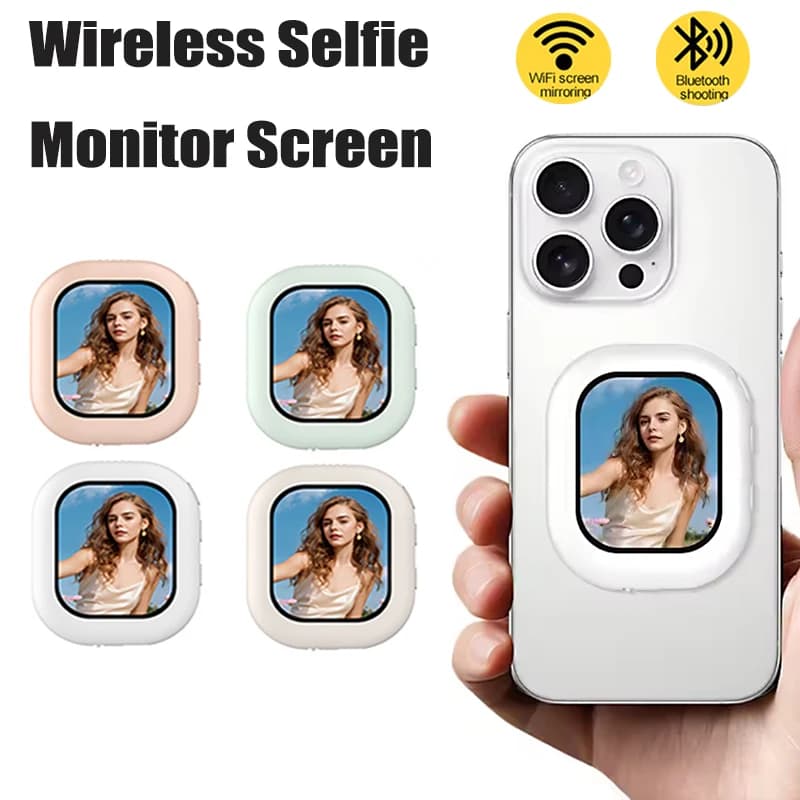 Monitor magnetico per selfie, schermo wireless per fotocamera posteriore del telefono, per vlog, livestream, registrazione video, proiettore per schermo del telefono