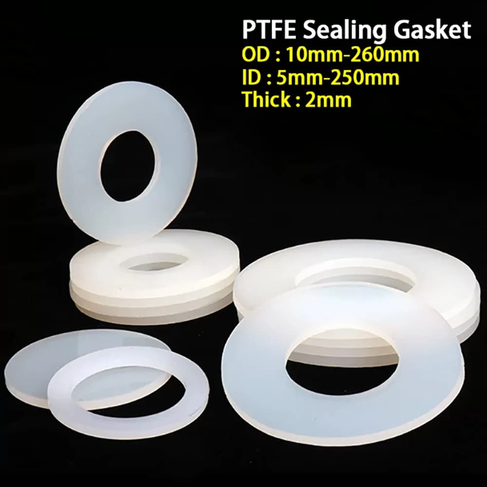 Guarnizione in PTFE bianco da 1-50 pezzi, guarnizione in politetrafluoroetilene, guarnizione sigillante resistente alle alte temperature, spessore 2 mm, diametro esterno 10 mm-260 mm