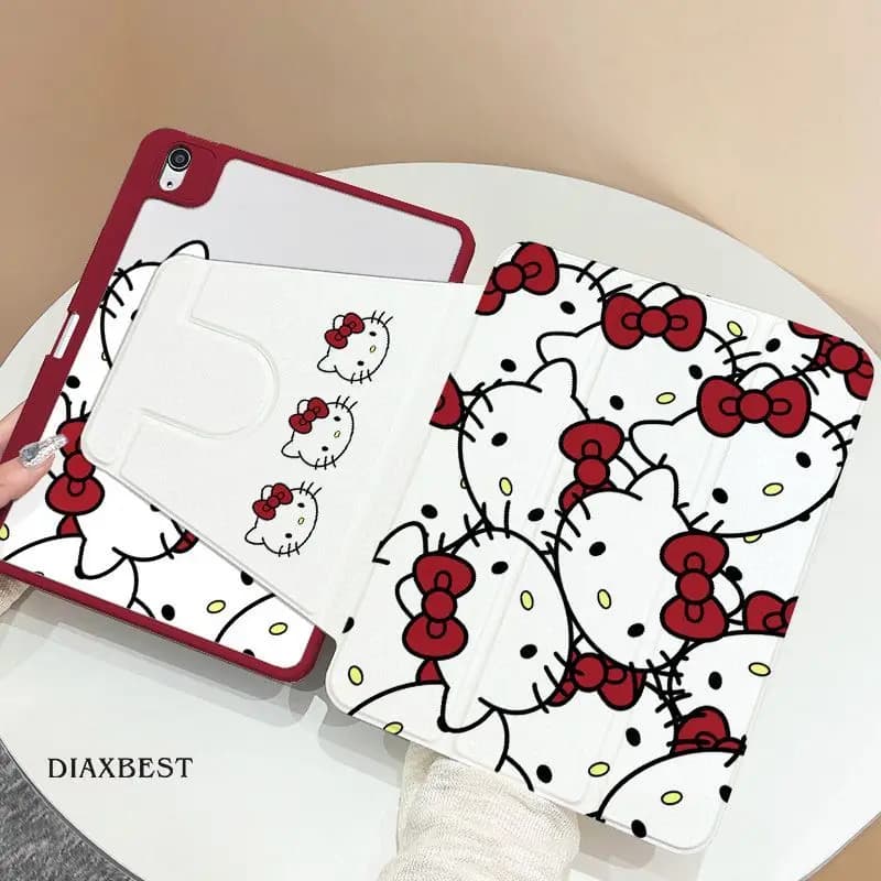 Custodia per tablet Kawaii Hello Kitty per iPad 2025 11a generazione 10a 9a 10.2 Air 3 4 5 6 7 11 pollici Pro 2024 Mini 4/5/6/7 8.3 Cover