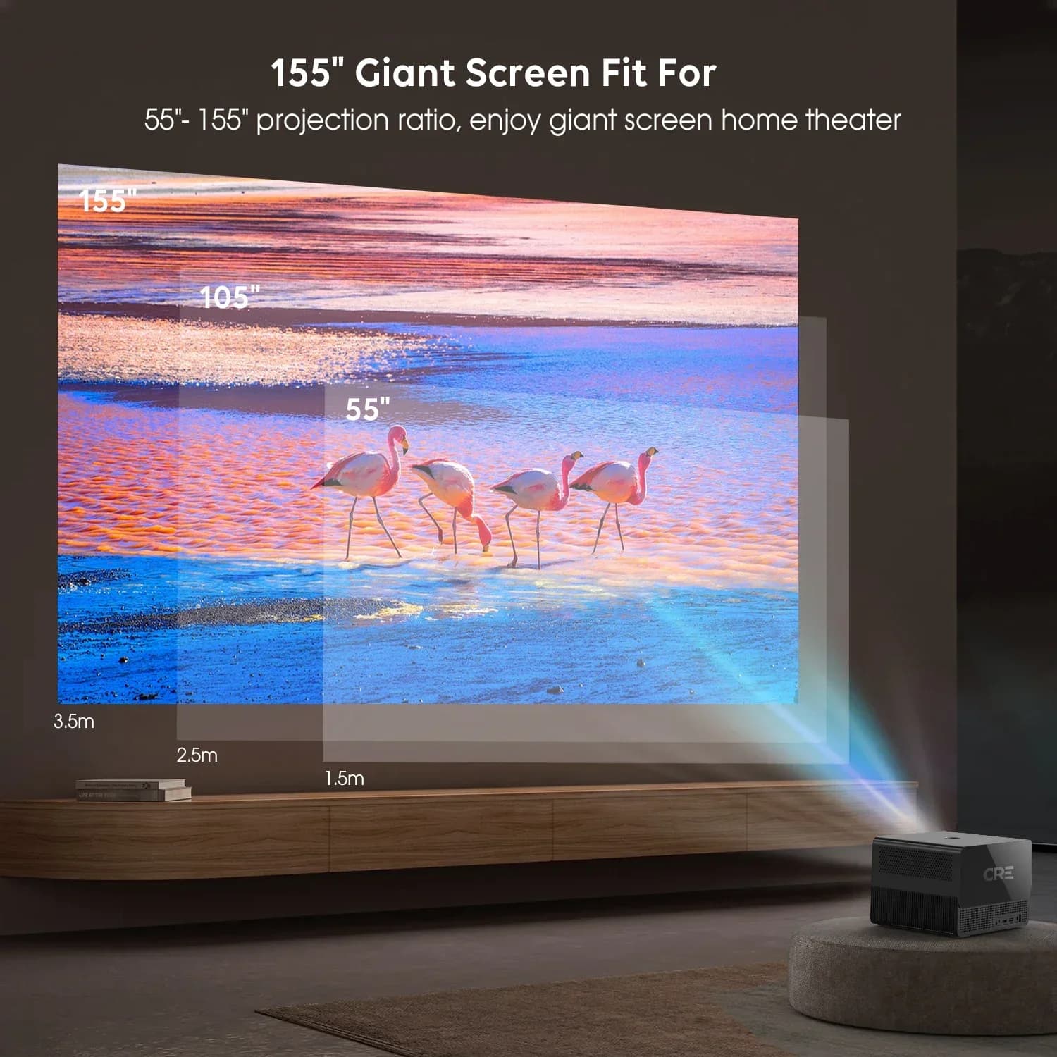 CRE CR67 Home Theater Proiettore completamente ad alta definizione 1080P Mini proiettore 4k Proiettore portatile intelligente mobile wireless a LED