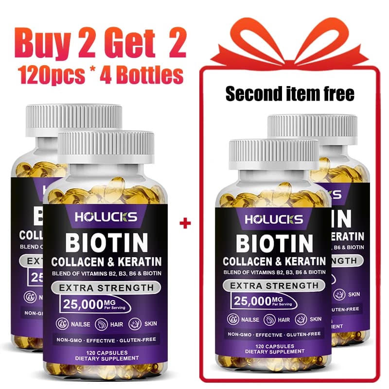 High Power Biotin Capsules, Supports the Growth of Hair, Skin and Sani Nails, Vitamin B7 Food Supplement